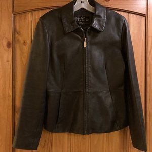 Black leather fitted jacket